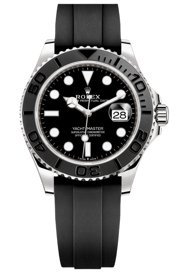 Rolex Yacht Master White Gold Super Clone SwissReplica Watch OysterFlex Rubber Strap Ref 226659-3235 Swiss Movement