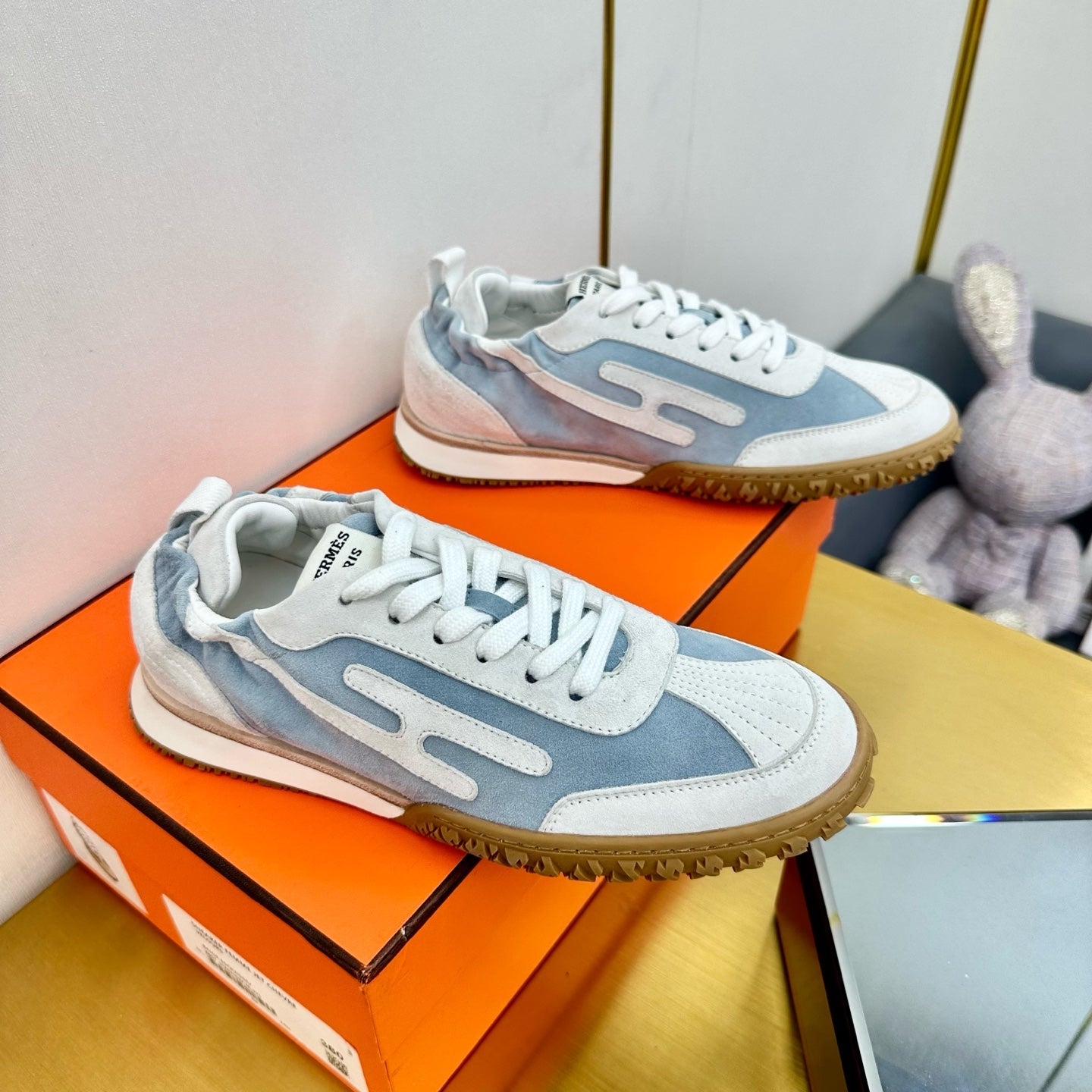 JET SNEAKER IN PALE GRAY MIX SAPPHIRE BLUE SUEDE、mysite、Cacoeks