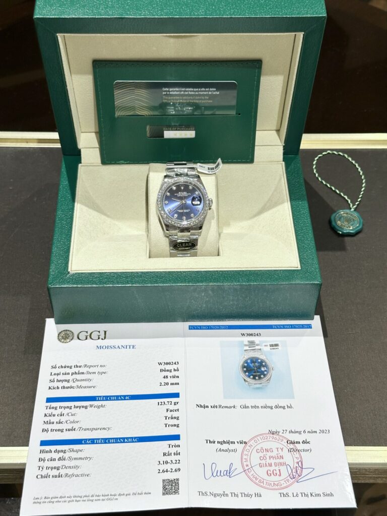Đồng Hồ Rolex DateJust Độ Kim Cương Moissanite Mặt Xanh Clean Factory 41mm (1)