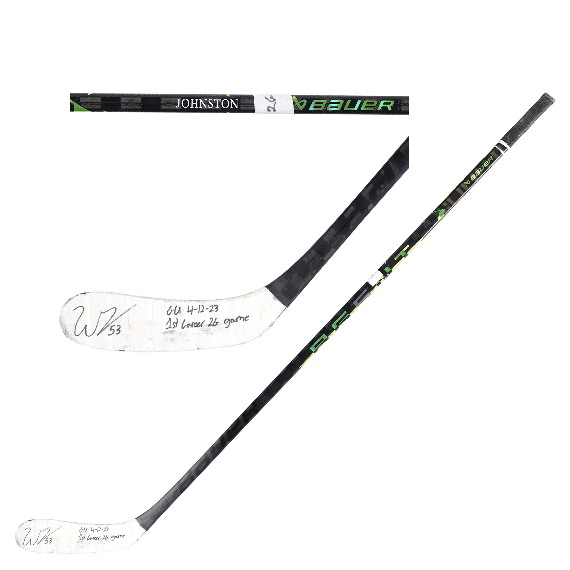 Wyatt Johnston Dallas Stars Autographed Fanatics Authentic Game-Used Black Bauer Stick vs. St. Louis Blues on April 12, 2023 with Multiple Inscriptions