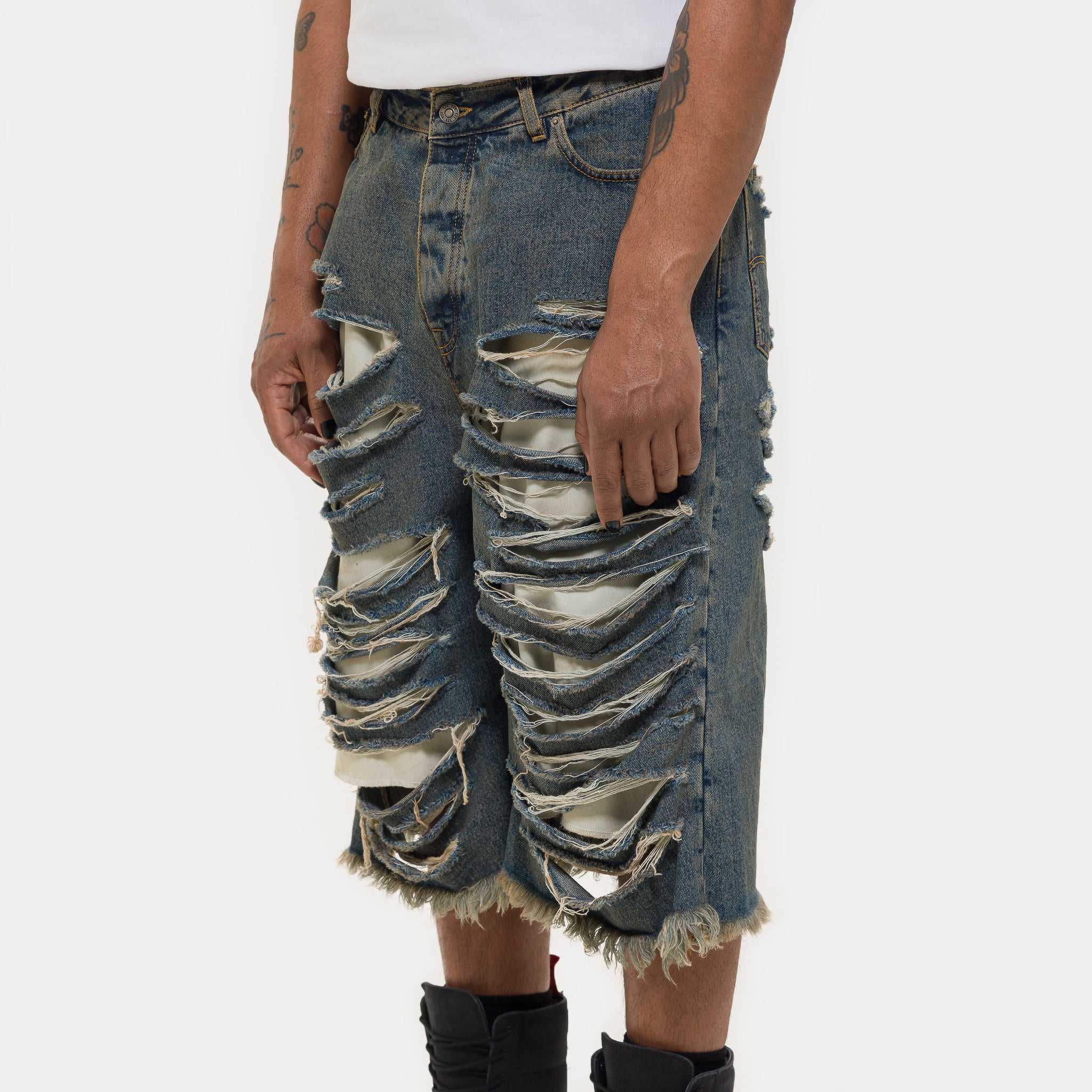 Big Daddy Denim Short in Blue/Brown Sugar Washing
