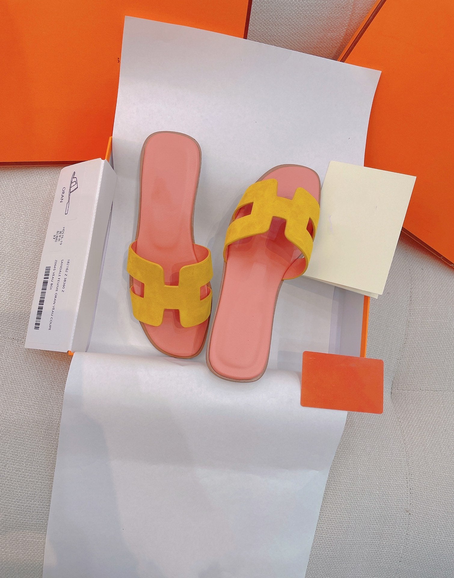 0ran Sandal Light Pink/Yellow Suede、mysite、Cacoeks