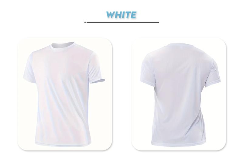 OKP Five Pack Men's Highly Elastic Moisture-Wicking T-shirt Soft, Quick-Drying, Breathable Sports Solid Color Short-Sleeved Round Neck Running Fitness Lightweight Top, Four Seasons gym wear cycling
