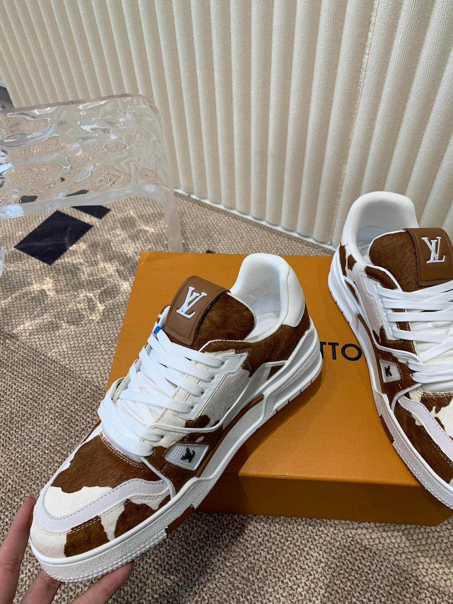 LV TRAINER SNEAKER PONY BROWN MIX WHITE、mysite、Cacoeks