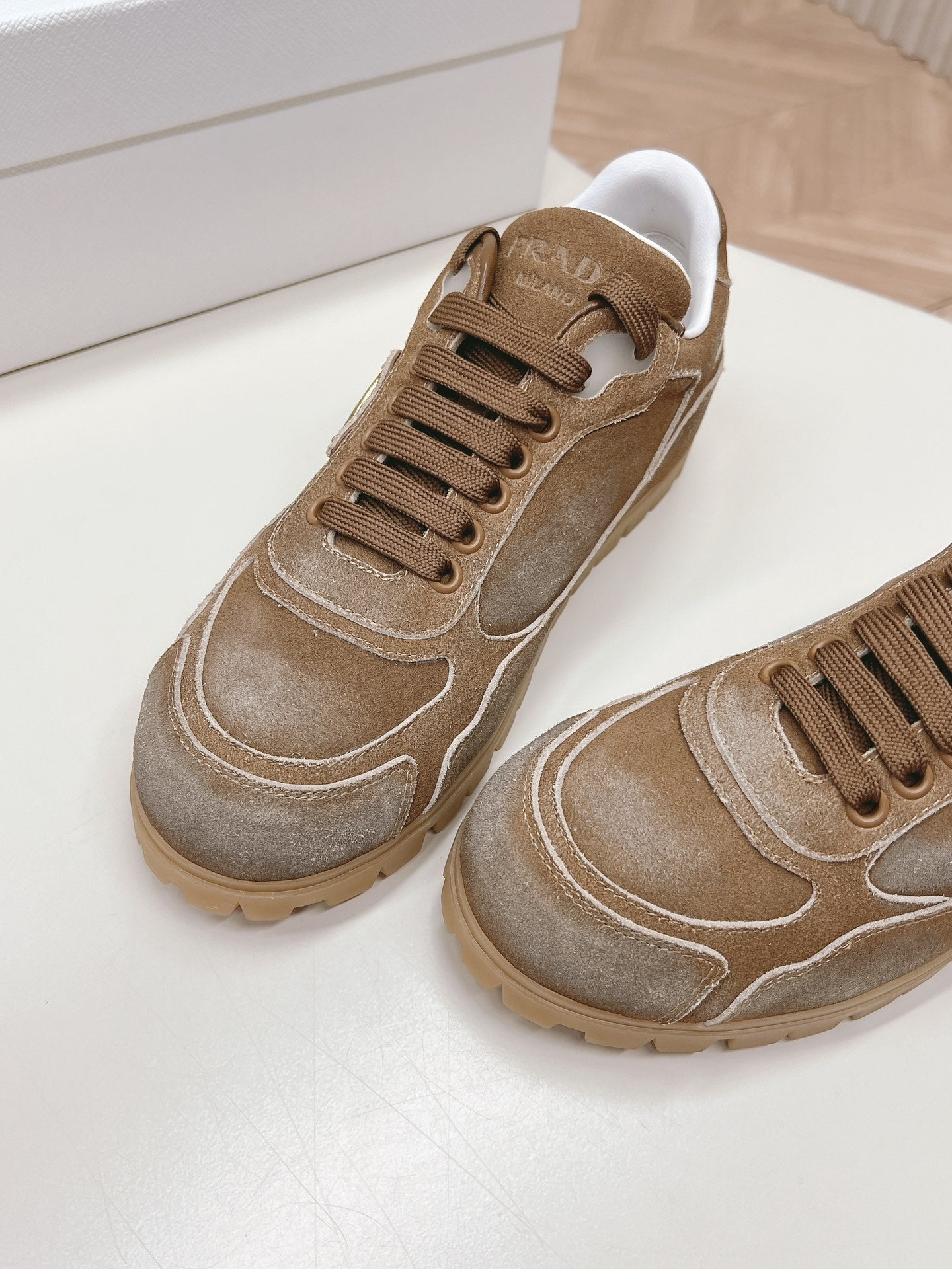 PRA FADED SUEDE SNEAKERS SEPIA AND WHITE、mysite、Cacoeks