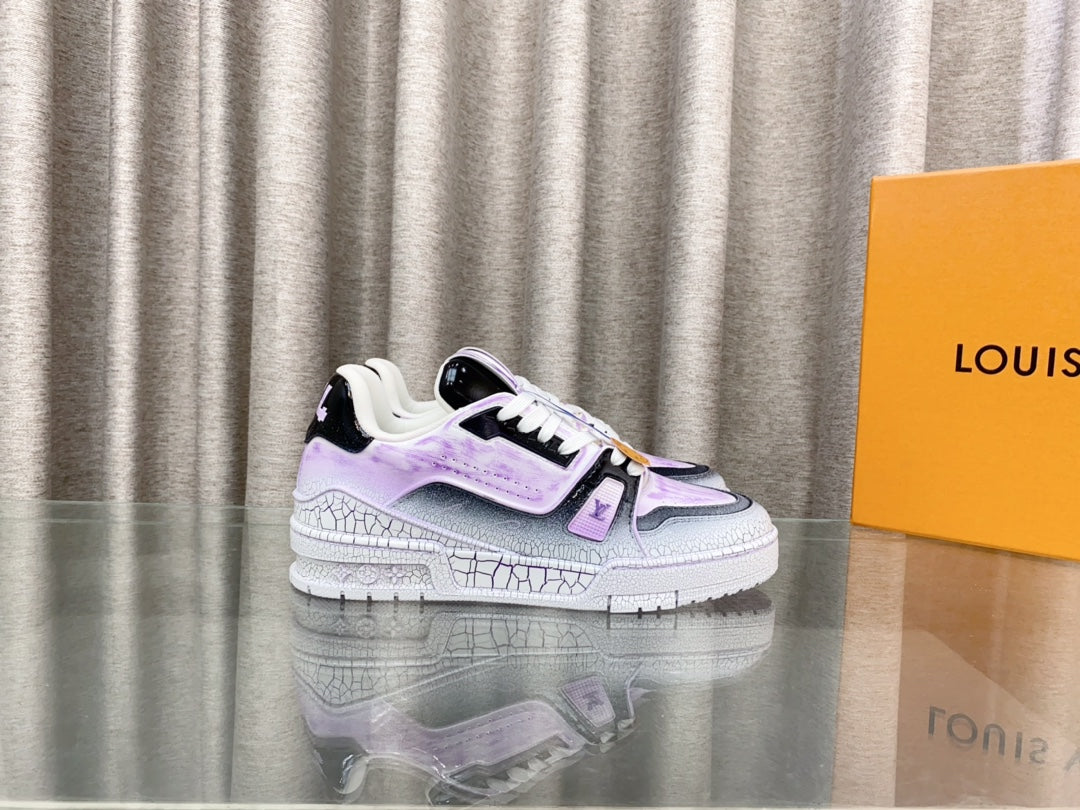 LV TRAINER SNEAKERS IN LIGHT PURPLE OMBRE MIX COLORFUL CALFSKIN、mysite、Cacoeks