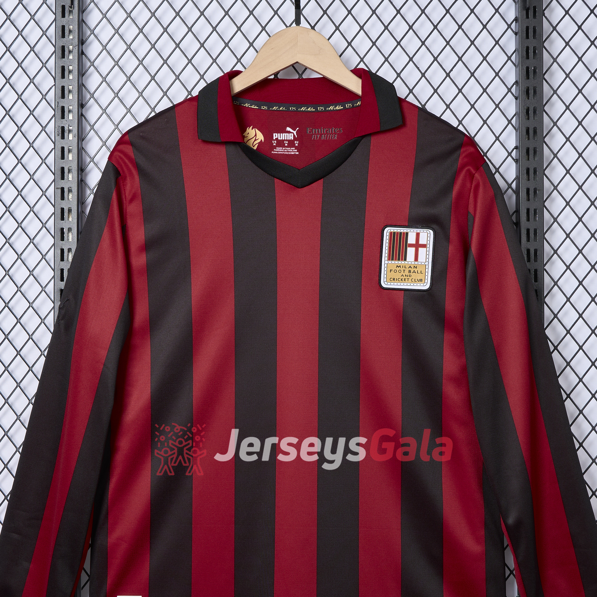 JerseysGala.com | AC Milan 24-25 125th Anniversary Long Sleeves Red Jersey - Fans Version -Customize Name, Number and Patch | Worldwide Shipping