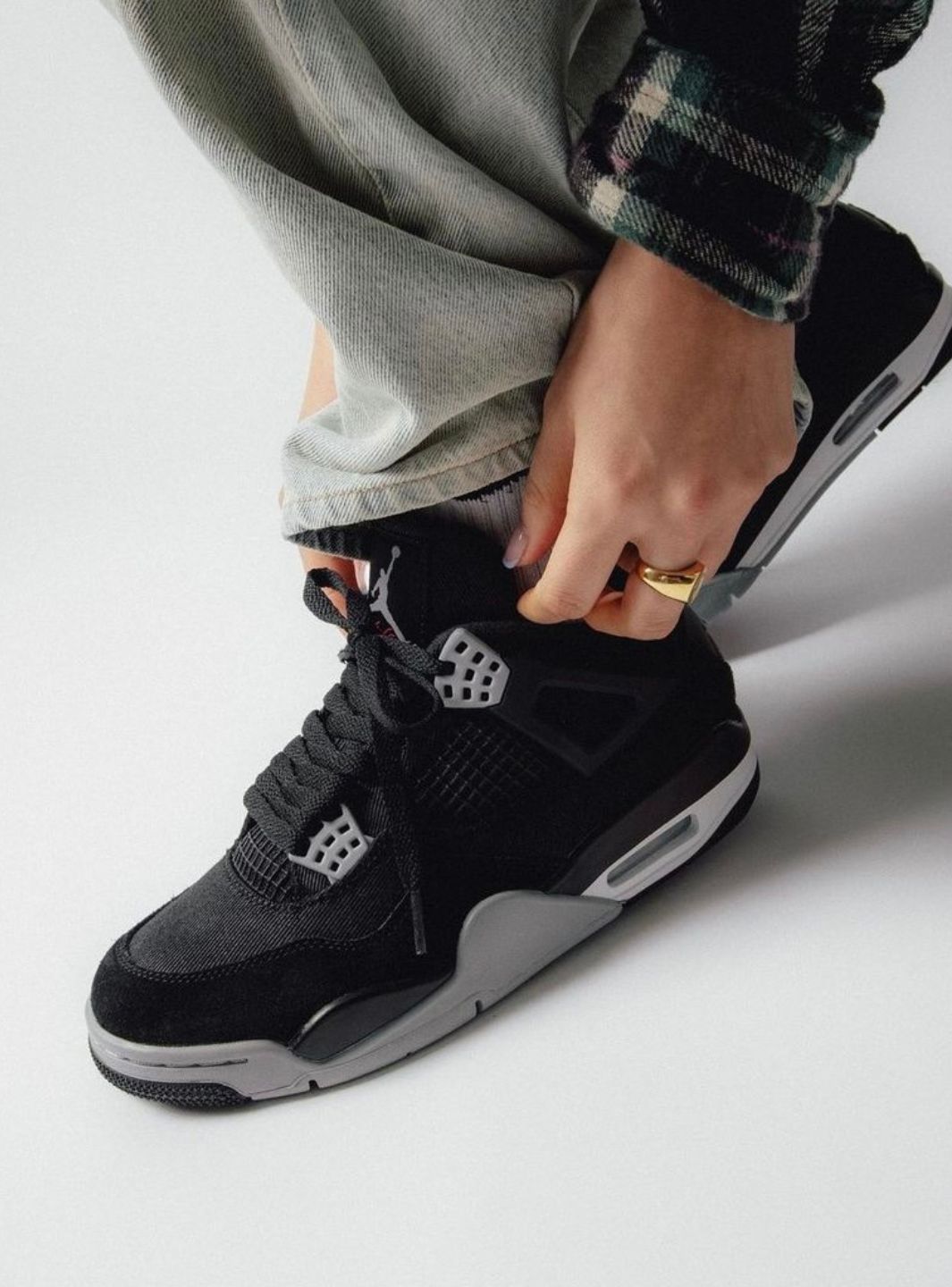 Air Jordan 4 Retro SE Black Canvas、JORDAN、Cacoeks