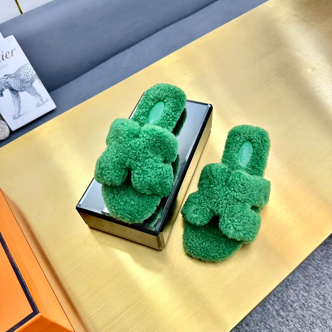 0RAN SHEARLING SANDALS EMERALD GREEN、mysite、Cacoeks