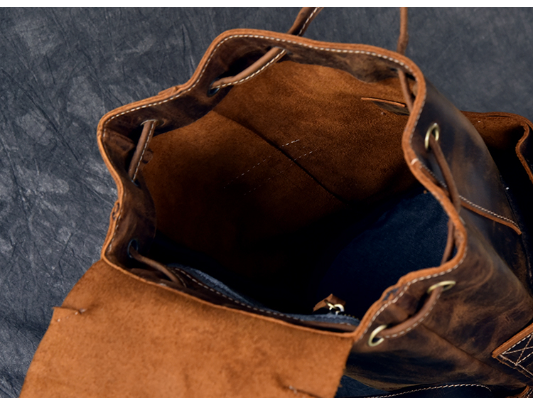Pockets Show and Large Capacity of Leather Backpack