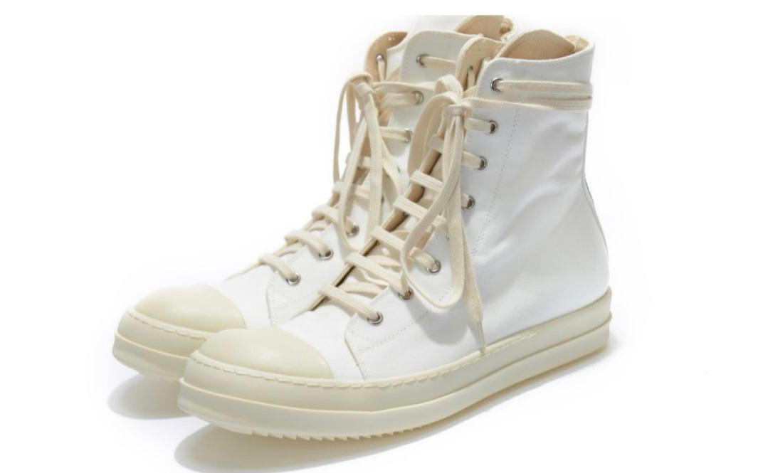 Rick Owens Canvas High Top Sneaker in White Cream、mysite、Cacoeks