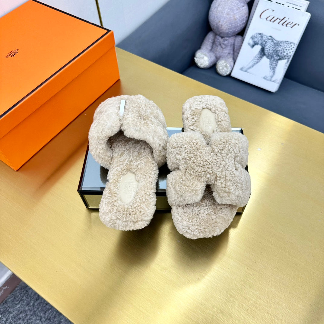 0RAN SHEARLING SANDALS ECRU TAN、mysite、Cacoeks