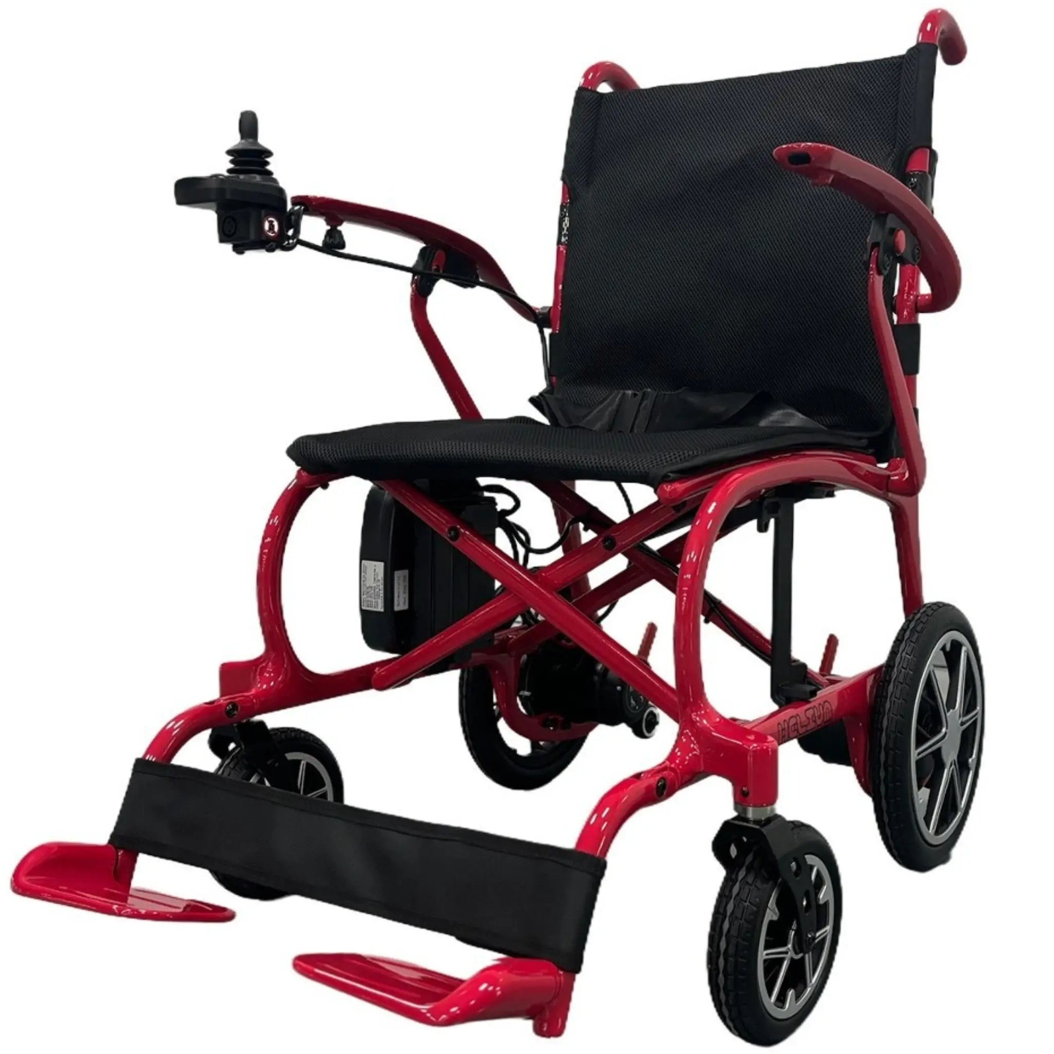 Helium Power Wheelchair carbon fiber frame for lightweight durability.