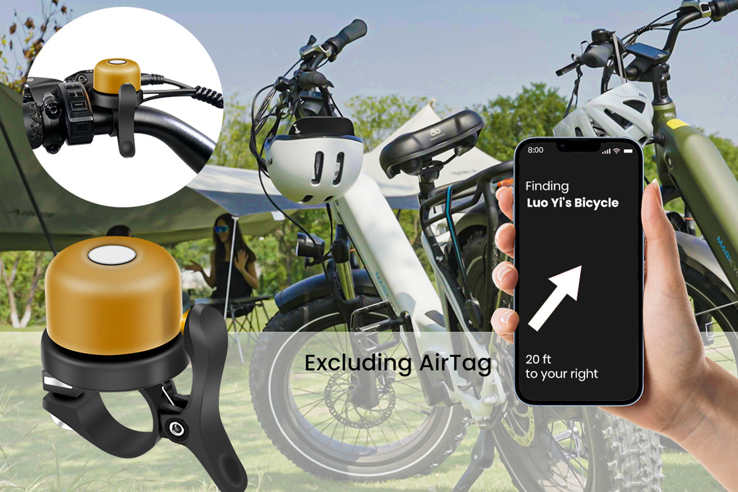 Ebike Bell, Apple AirTag Hidden Holder、mySite、bearsvspackers