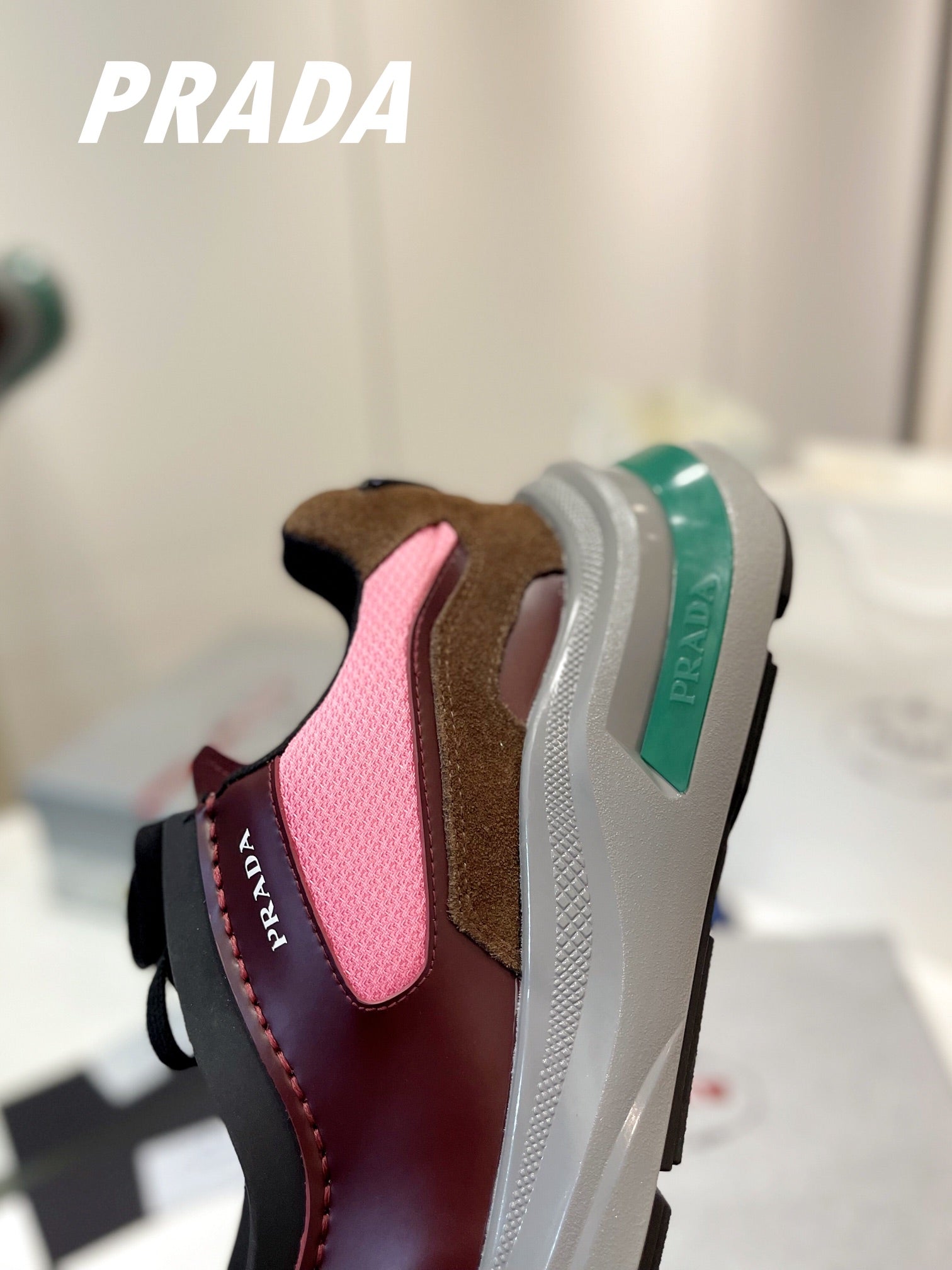 PRA SYSTEME BRUSHED SNEAKERS WINE AND PINK CALFSKIN、mysite、Cacoeks