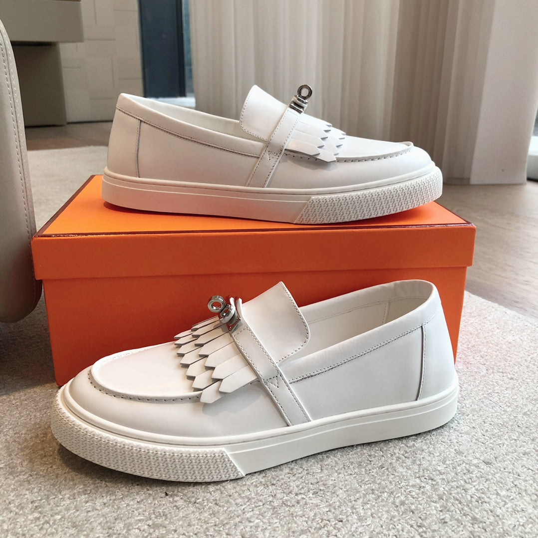 GAME SLIP-ON SNEAKER WHITE WITH TASSELS CALFSKIN、mysite、Cacoeks