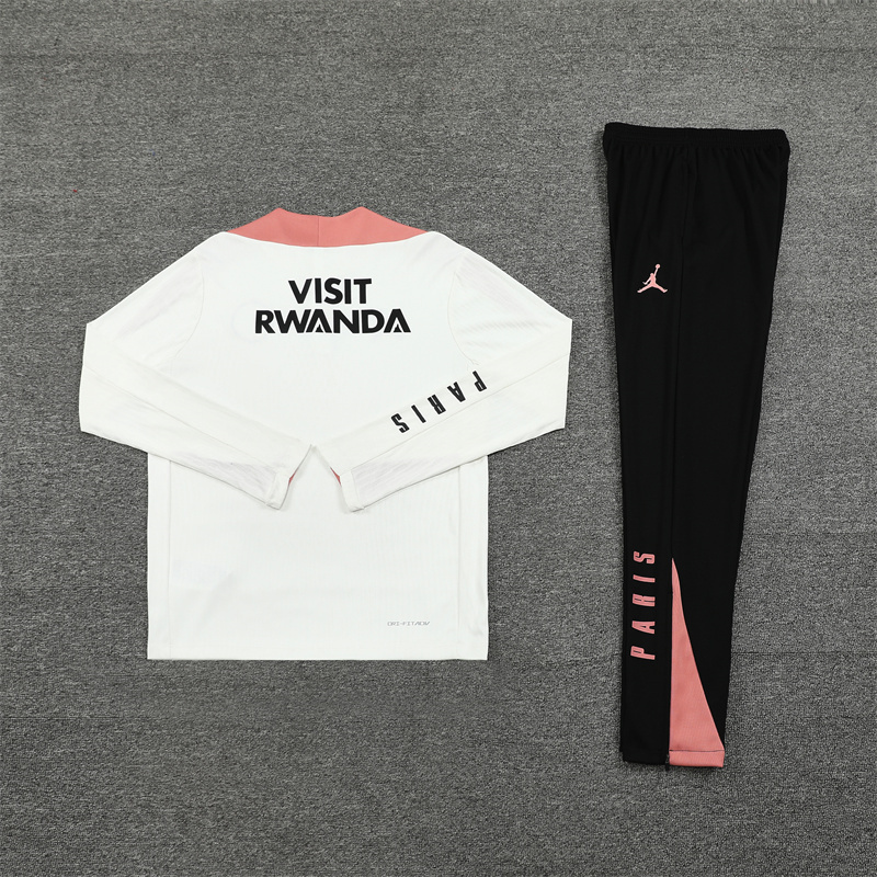JerseysGala.com | Paris Saint-Germain PSG X JD 24-25 Long Sleeve Training Set - Player Version - White Top and Black Pants -Customize Name, Number and Patch | Worldwide Shipping