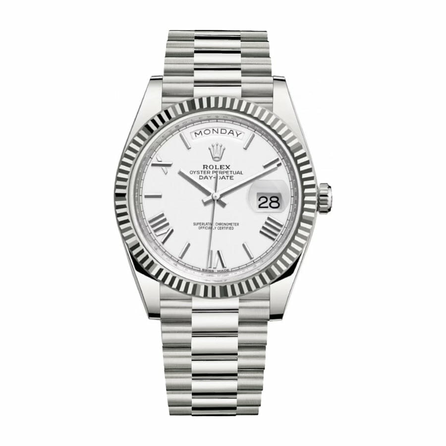 Rolex Day-Date 40 228239 EW Stainless Steel White Gold Dial Oyster Replica-fasswatch
