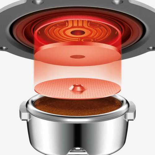 ThermoJet heated group head for professional level temperature control