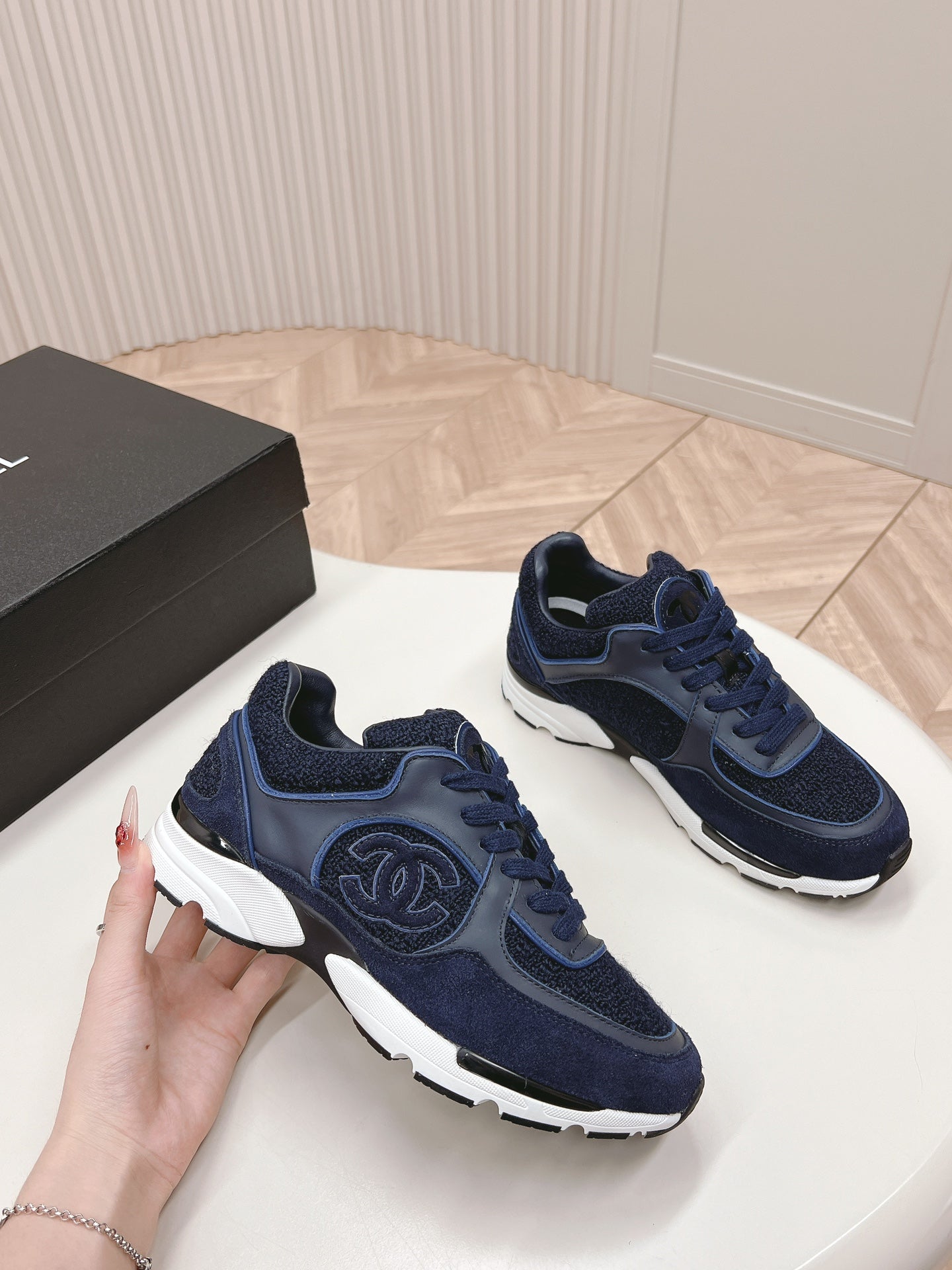 TRAINERS IN MIDNIGHT BLUE SUEDE AND CALFSKIN、mysite、Cacoeks