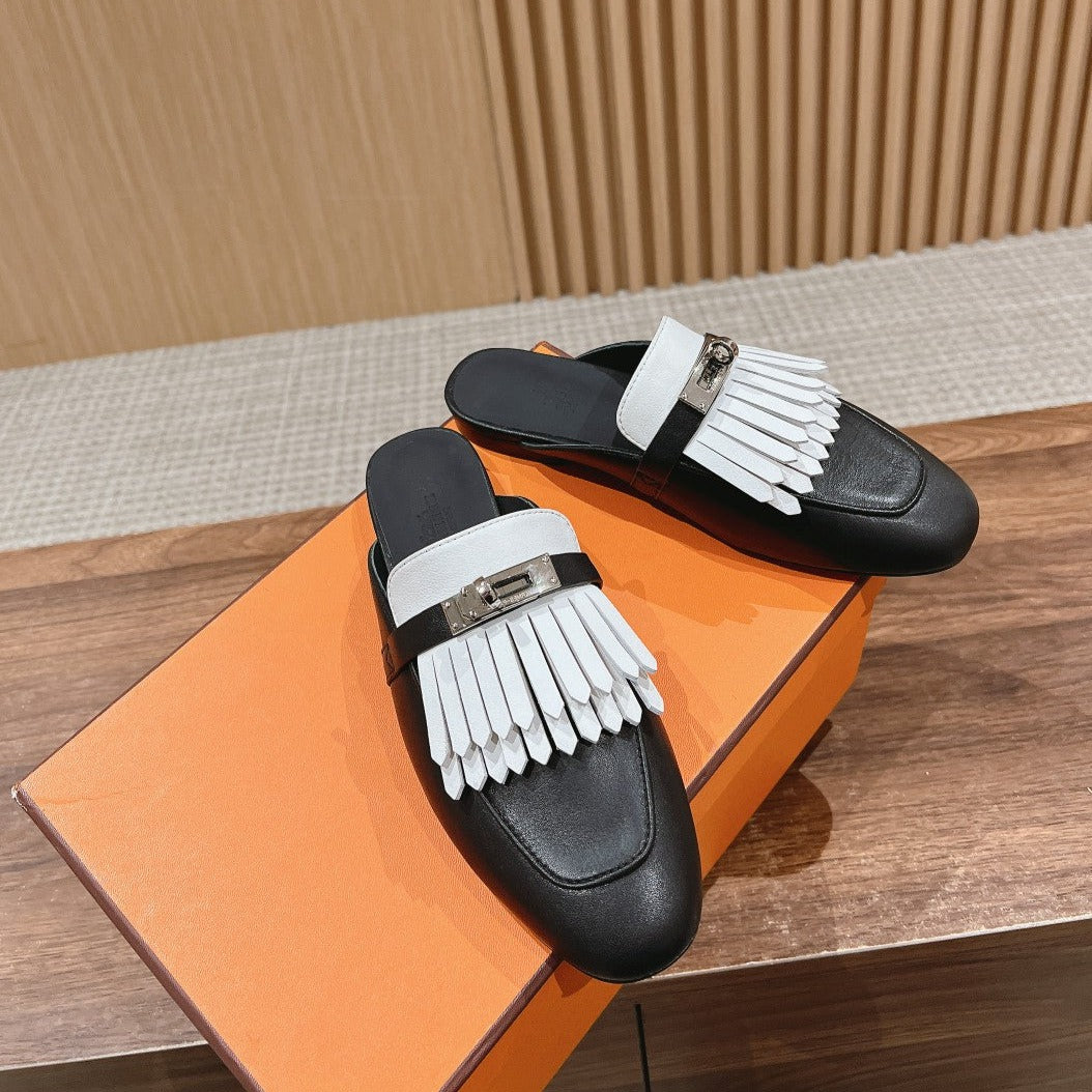 0Z Mule Fringed Black/White、mysite、Cacoeks