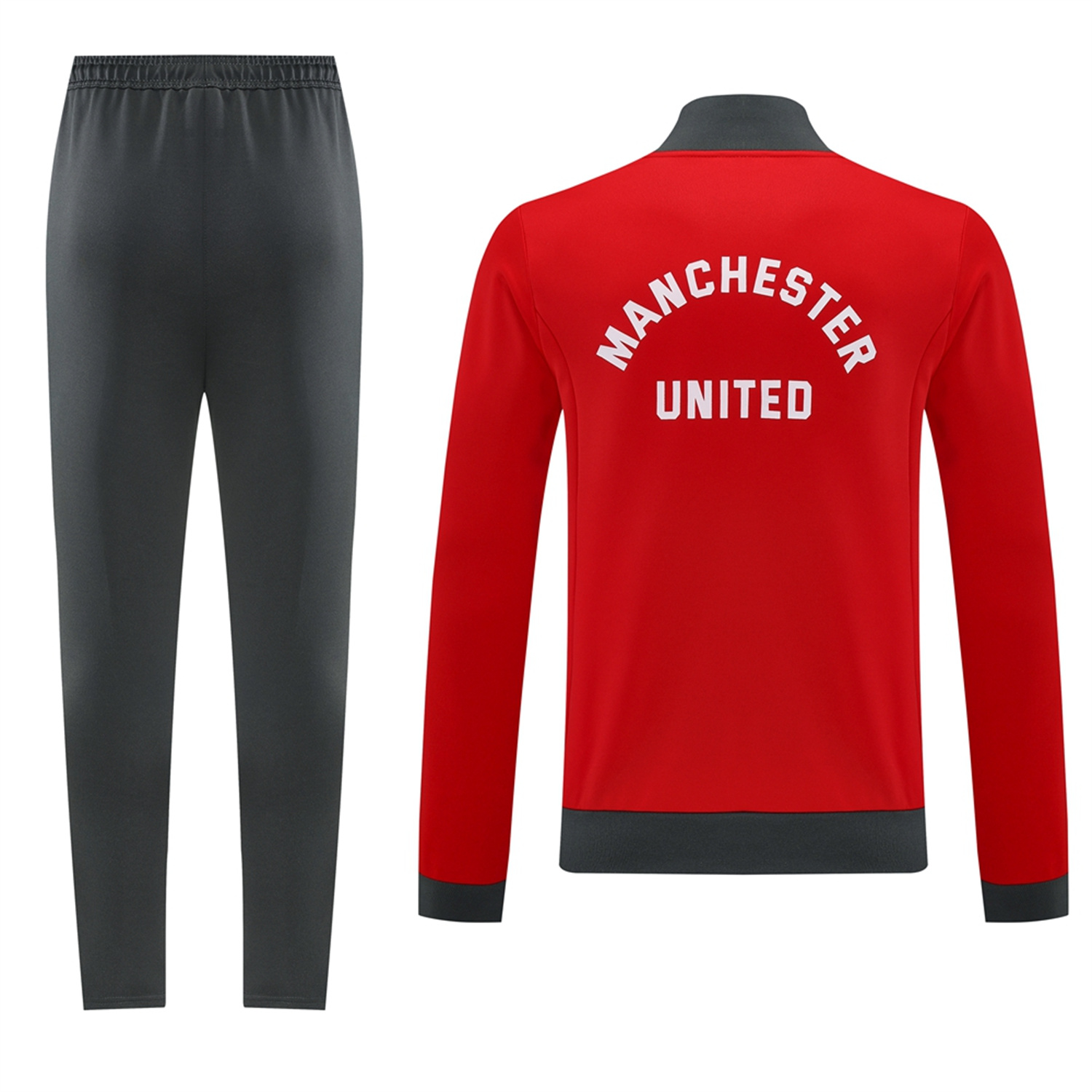 foot-Manchester United 24-25 Throwback Jacket Training Tracksuit - Red Jackets & Grey Pants