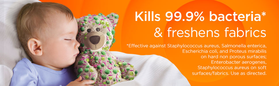 Kills 99.9% bacteria & freshens fabrics