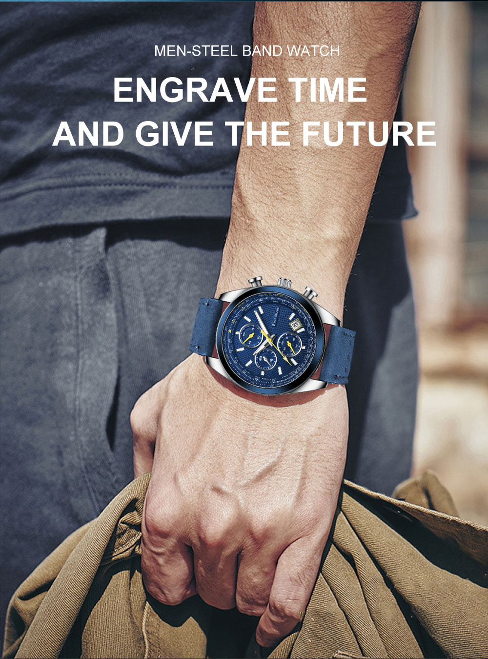 2022 best popular Luxury Men's Mul-tifunction Quartz Watch Men's High Grade watch leather strap