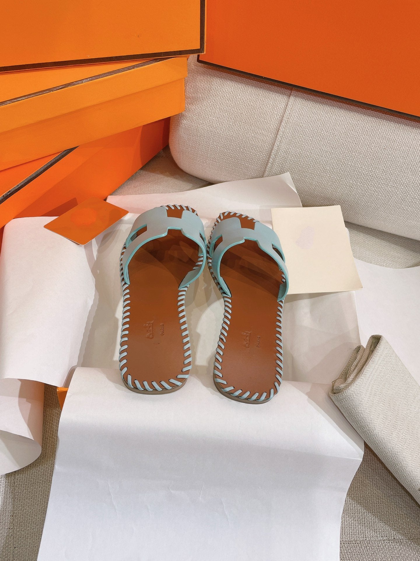 0RAN SANDAL Braided Calfskin BLUE SKY、mysite、Cacoeks