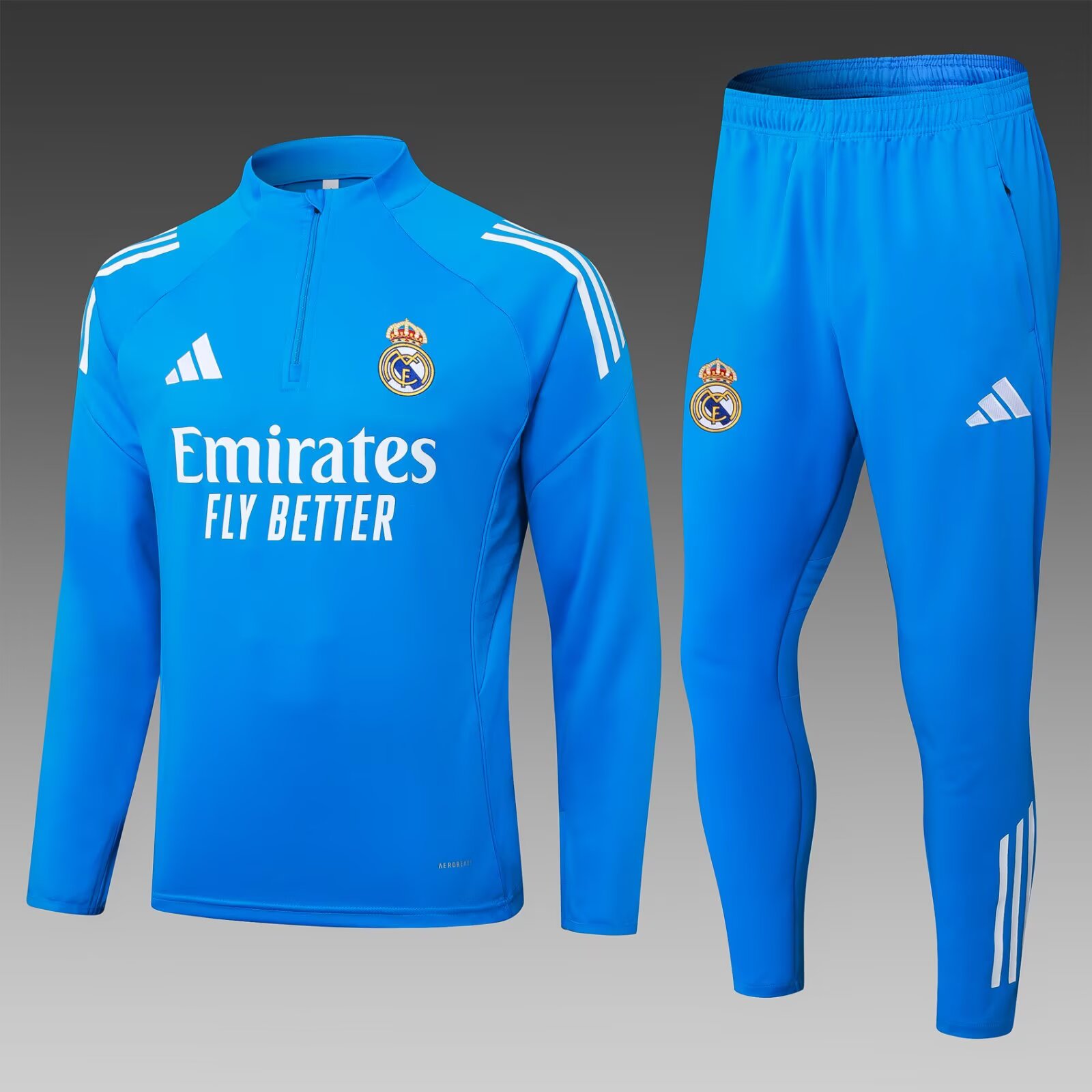 2025/2026 Real Madrid Half-Pull Training Suit Bright Blue Football Shirt Set:football jersey mysite: unitedjerseyfootball 邓江浪:football