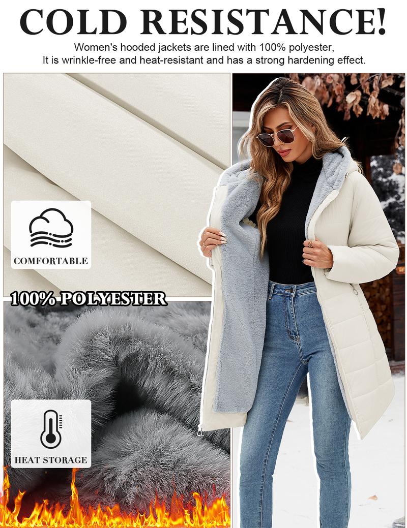 Women's Winter Windproof Warm Slim Fit Down Jacket - Waterproof Long Ski Coat for Commuting