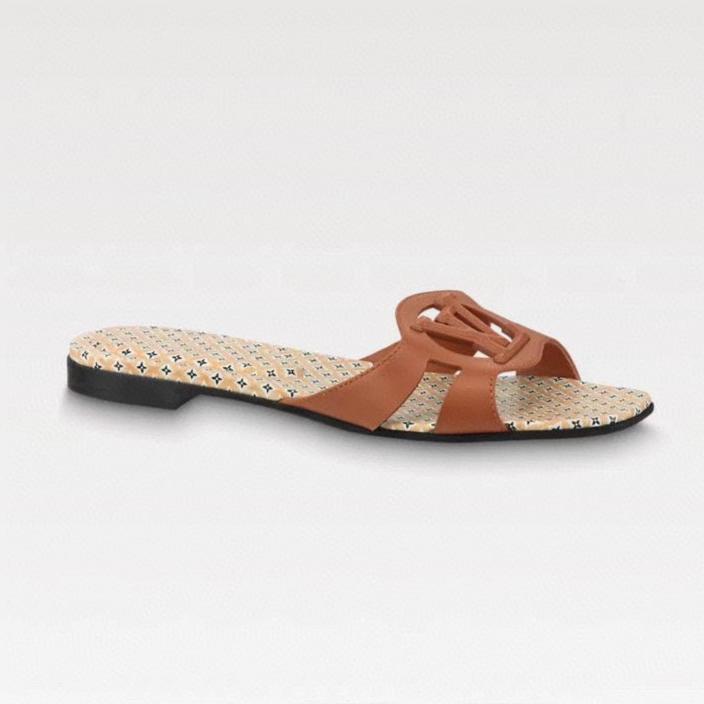 LV WOMEN ISOLA FLAT MULE IN CINNAMON BROWN SHEEPSKIN、mysite、Cacoeks