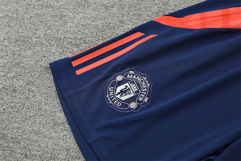 ManixJersey.com | Manchester United 24-25 Short-Sleeve Training Kids Kit - Deep Blue -Customize Name, Number and Patch | Worldwide Shipping