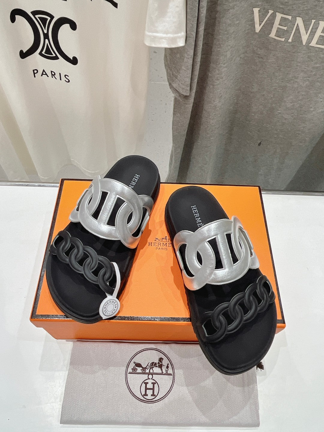 EXTRA SANDAL PASTEL BLACK MIX SILVER CALFSKIN、mysite、Cacoeks