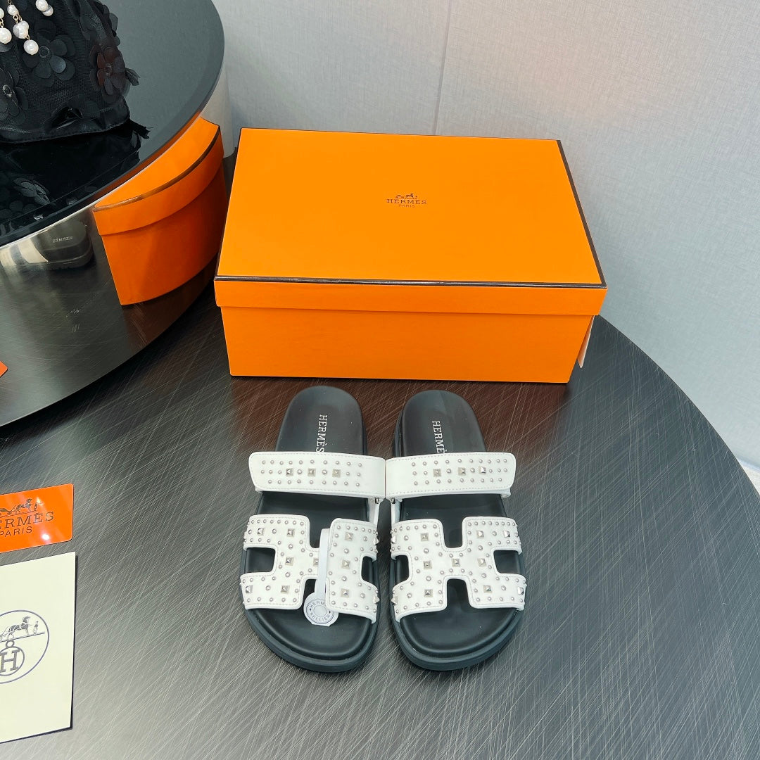 CHYPRE SANDAL WHITE MIX BLACK CALFSKIN SPECIAL、mysite、Cacoeks