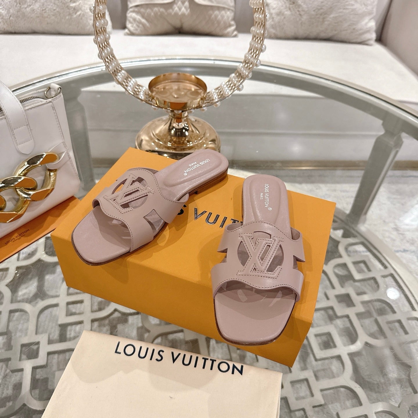 ISOLA FLAT SLIDE IN DUSTY PINK CALFSKIN、mysite、Cacoeks