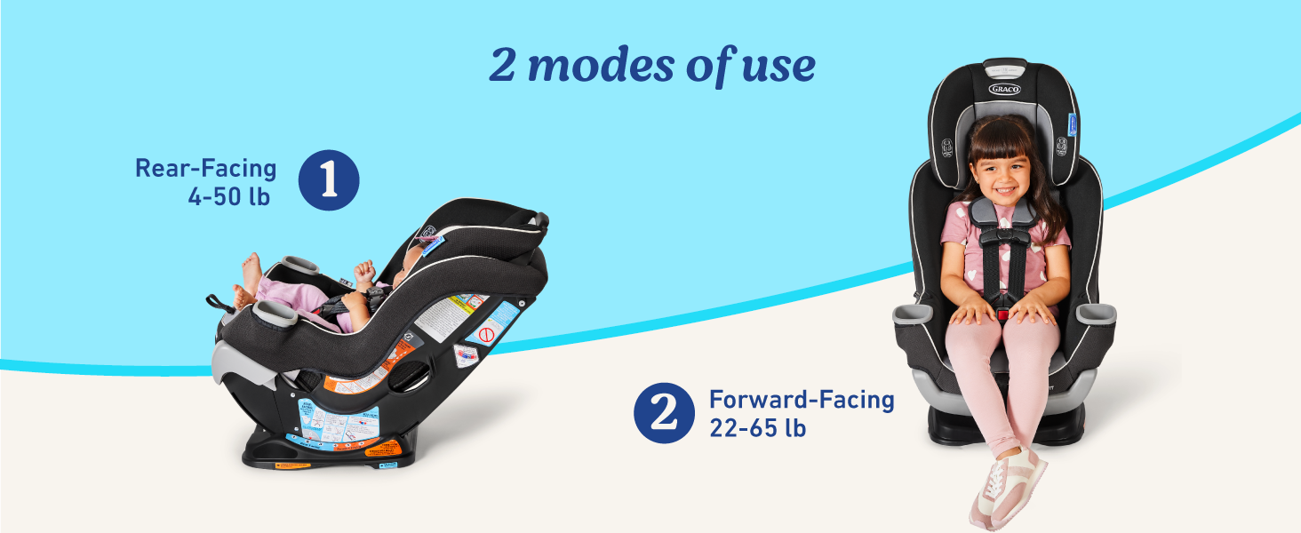 Graco Extend2Fit 3-in-1 baby car seat modes of use rear-facing forward-facing grows toddler comfort