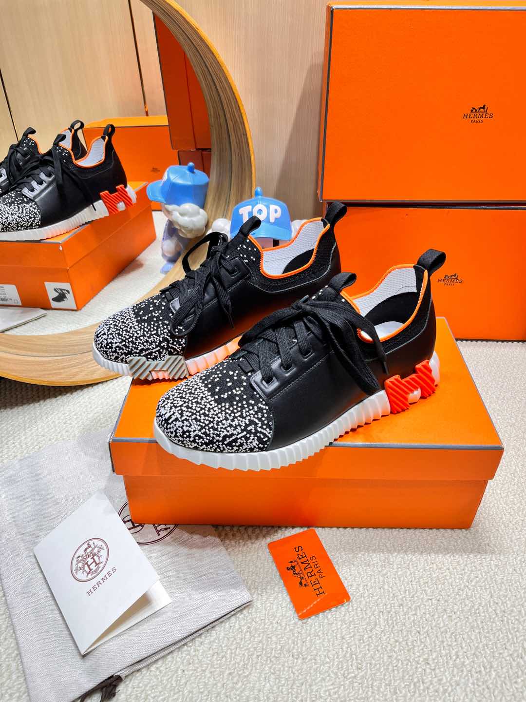 DEPART SLIP-ON SNEAKER IN WHITE MIX BLACK KNIT AND CALFSKIN、mysite、Cacoeks