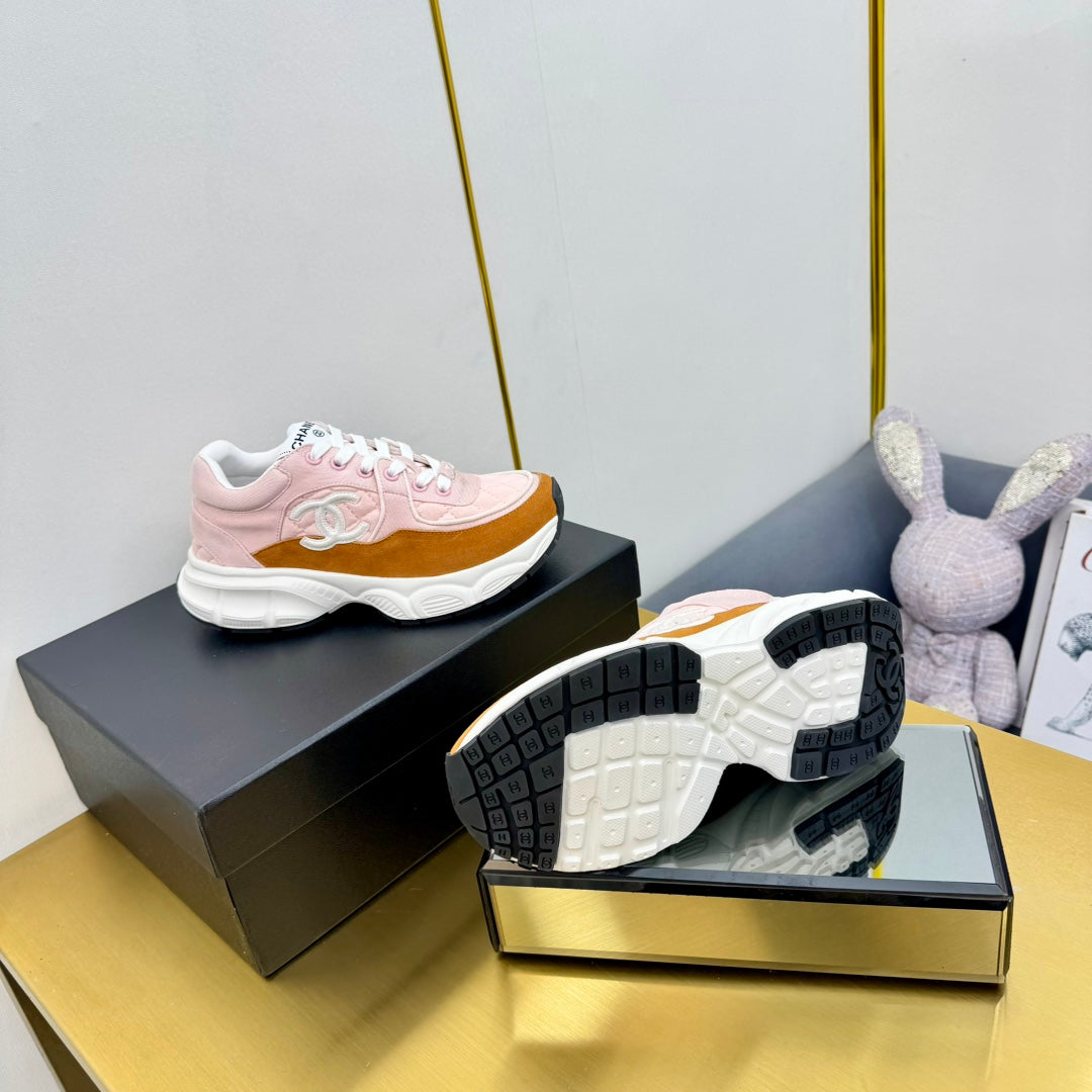 DAD SNEAKER IN LIGHT PINK LAMBSKIN AND GINGER ORANGE SUEDE、mysite、Cacoeks