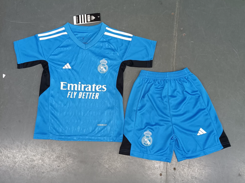 23/24 Real Madrid Blue Goalkeeper Football Shirt Kids Size Suit-mysite Custom Football Kit- Nextkits