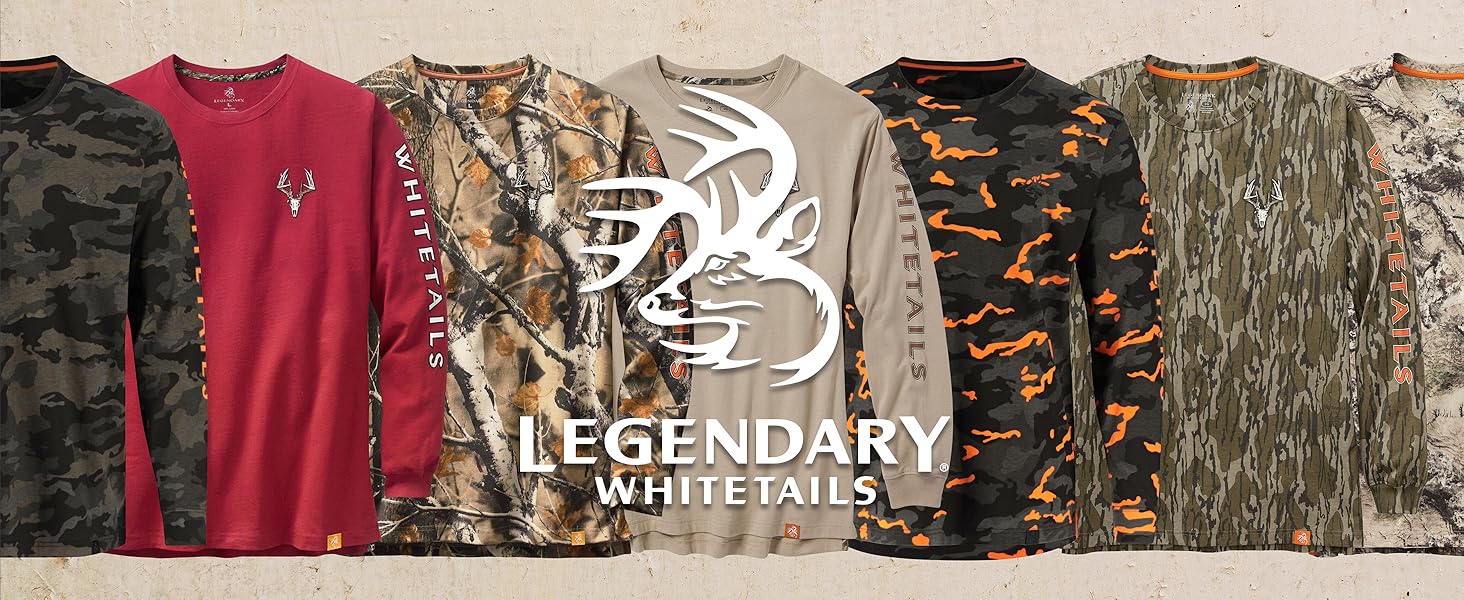 Legendary Whitetails Men&#39;s Long Sleeve T-Shirt Graphic Tee Preshrunk 100% Heavyweight Cotton