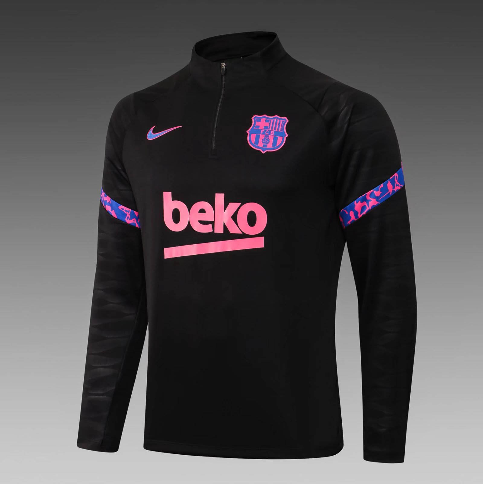 2021/2022 Barcelona Half-Pull Training Suit Black Jersey Set:football jersey mysite: unitedjerseyfootball 邓江浪:football