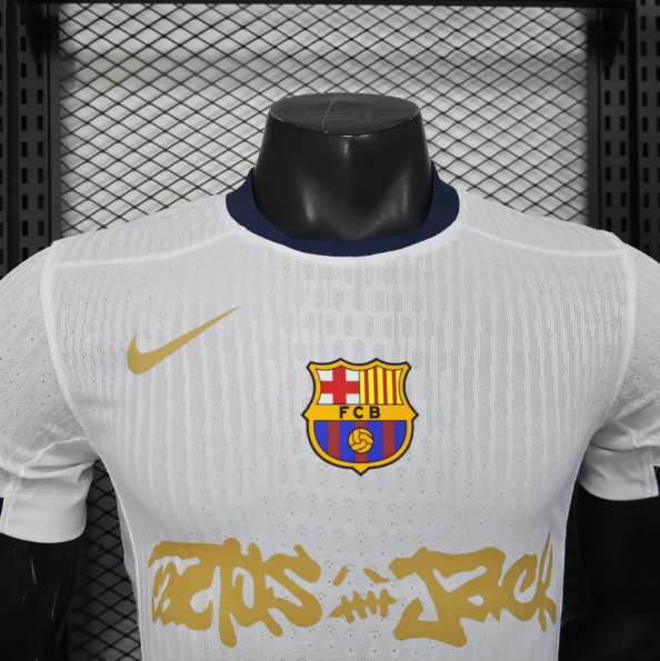 2024/2025 Player Edition Barcelona Home Travis Scott Joint Edition (White) 1:1 Thai Quality:football jersey mysite: unitedjerseyfootball 邓江浪:football