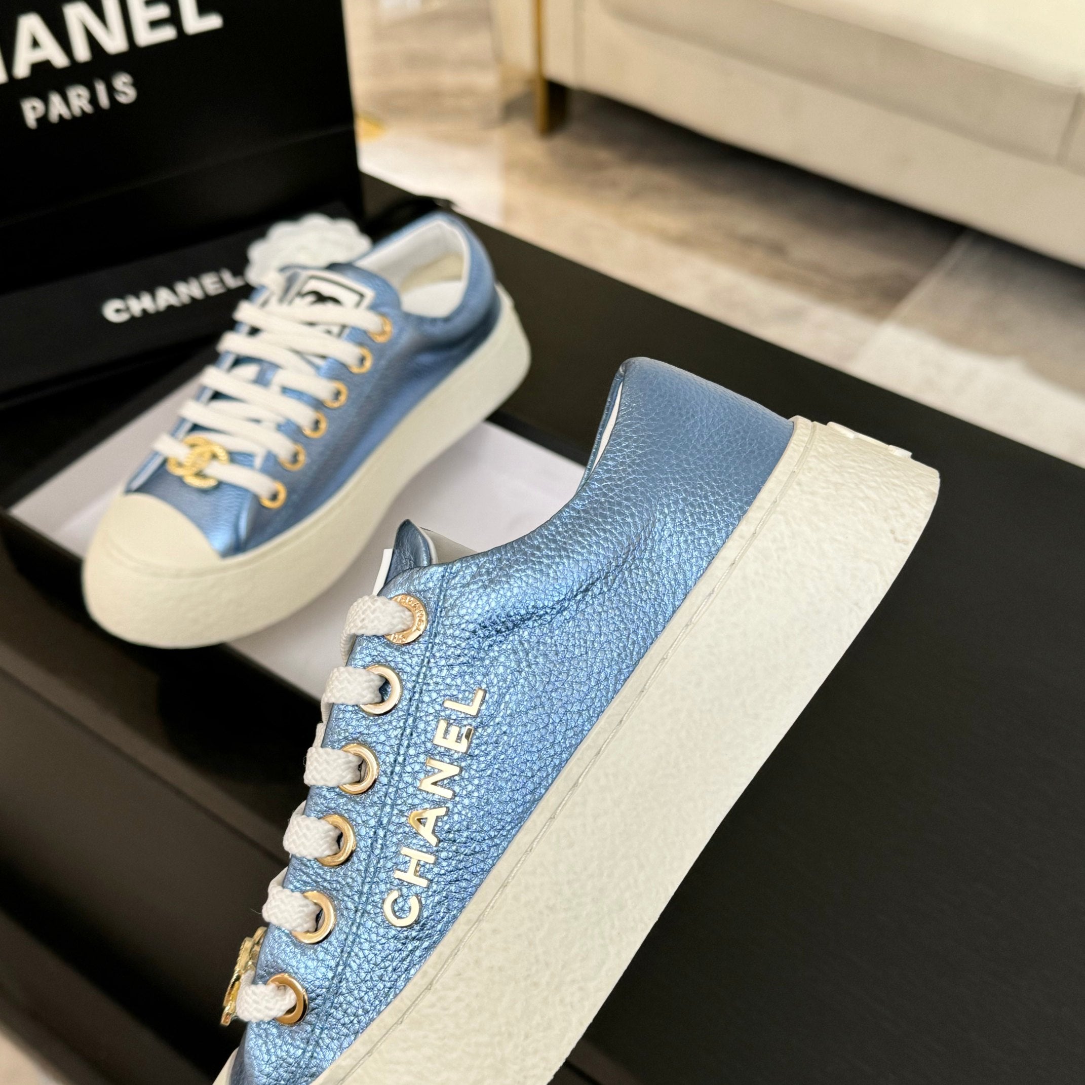 BIG-HEAD COOKIE SHOES IN TEAL BLUE MIX WHITE LAMBSKIN、mysite、Cacoeks