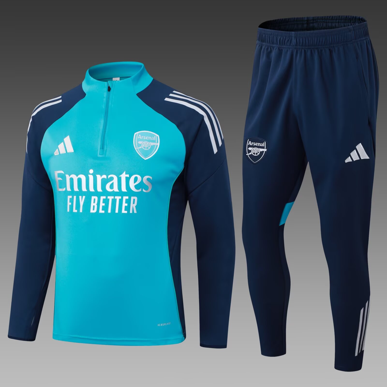 2025/2026 Arsenal Half-Pull Training Suit Lake Blue Football Shirt 1:1 Thai Quality Set:football jersey mysite: unitedjerseyfootball 邓江浪:football