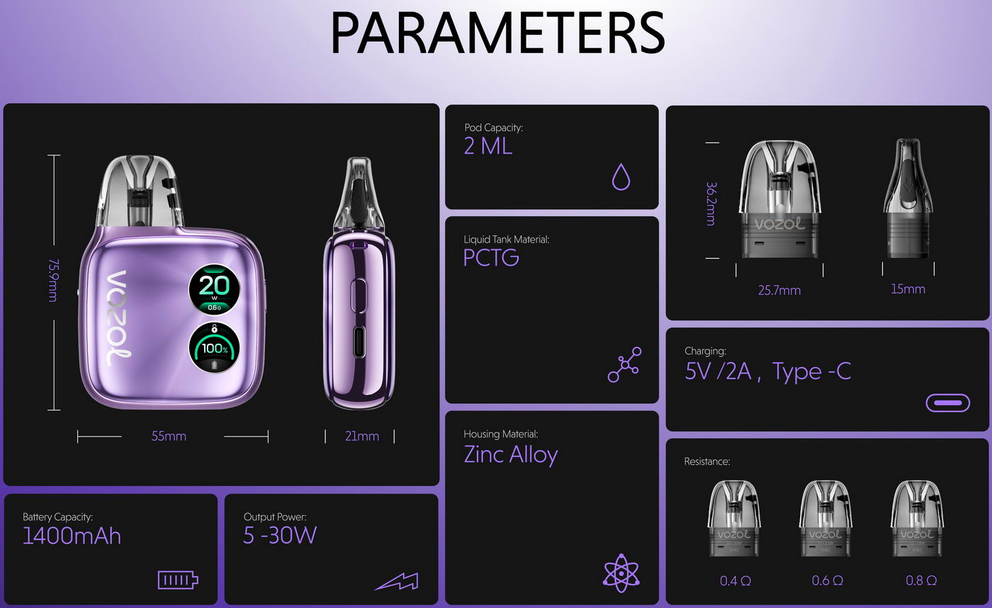 Vozol Ace Pro Pod Vape Kit | 1400mAh 30W Dual Screen