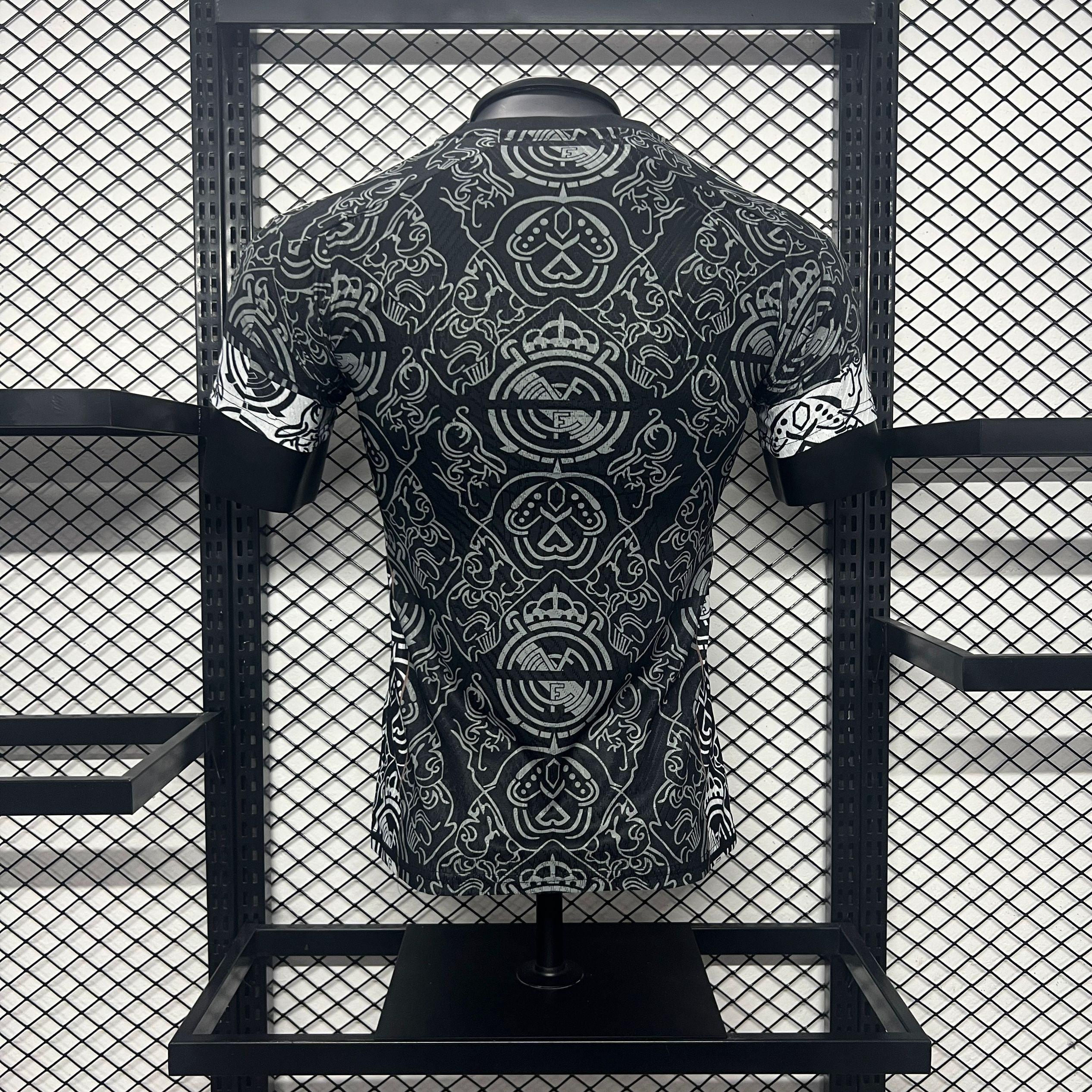 JerseysGala.com | Real Madrid 24-25 Black Line Pattern Special Edtion Jersey - Player Version -Customize Name, Number and Patch | Worldwide Shipping