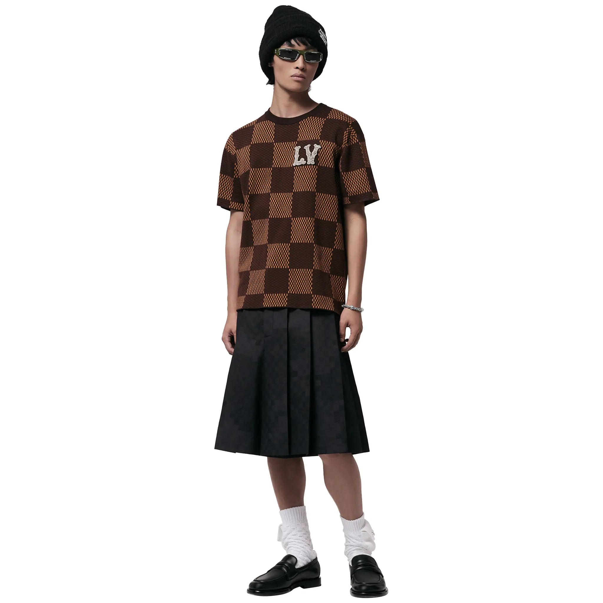 Louis Vuitton Damier LV Crystal Patch Brown T Shirt、mysite、Cacoeks