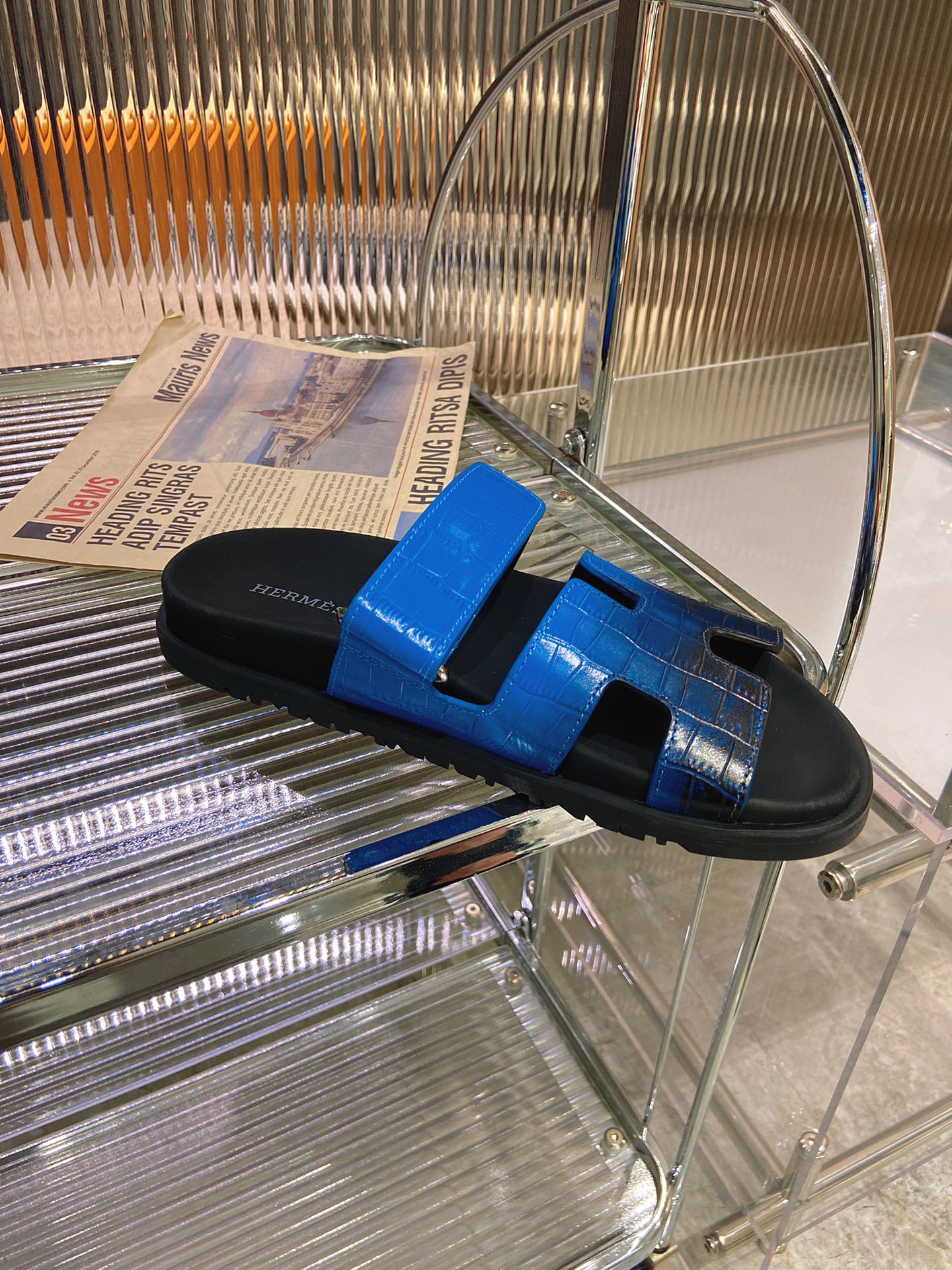 CHYPRE SANDAL OMBRE BLACK COBALT CALFSKIN、mysite、Cacoeks