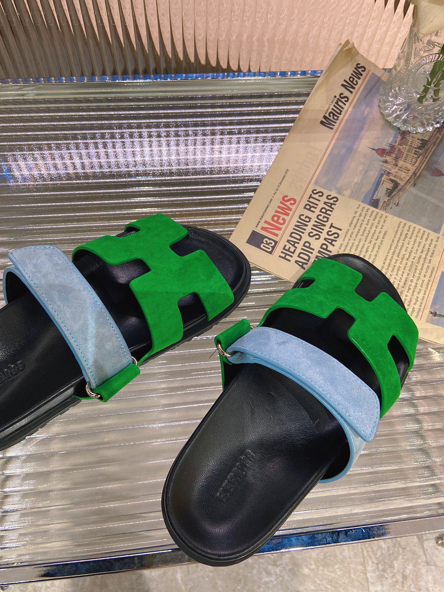 CHYPRE SANDAL GREEN MIX BLUE SUEDE、mysite、Cacoeks